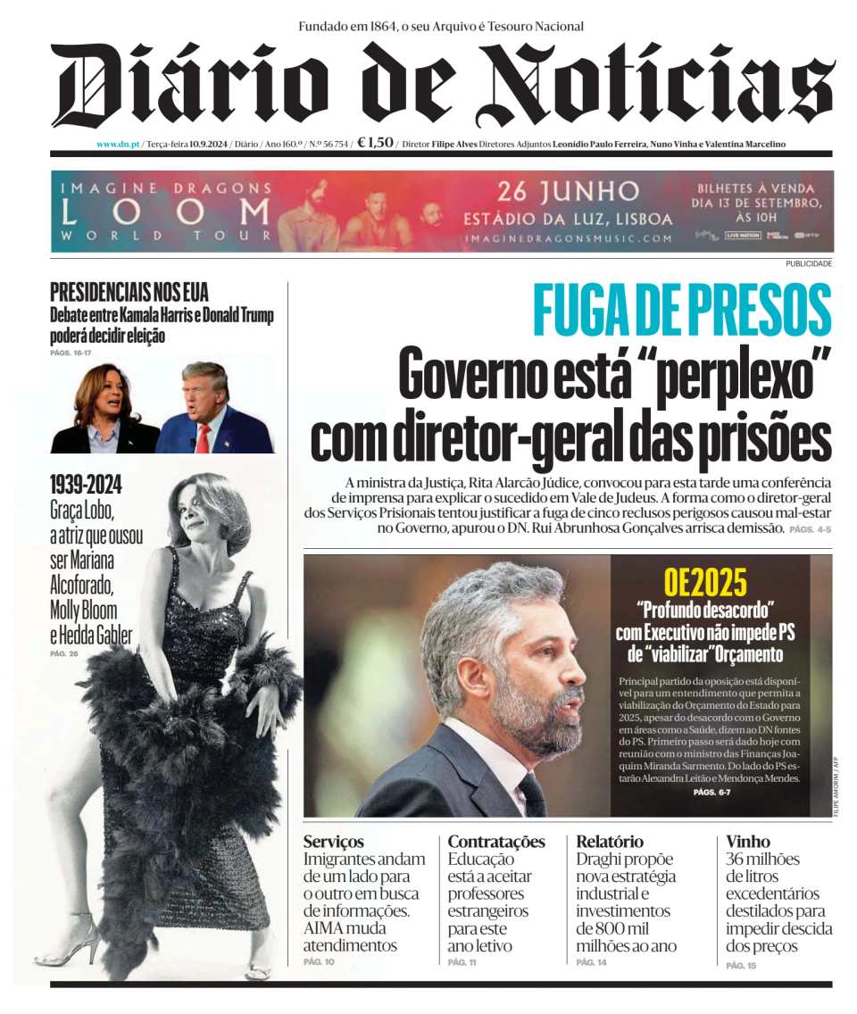 Prima-pagina-Diario de Noticias-edizione-di-oggi-20240910